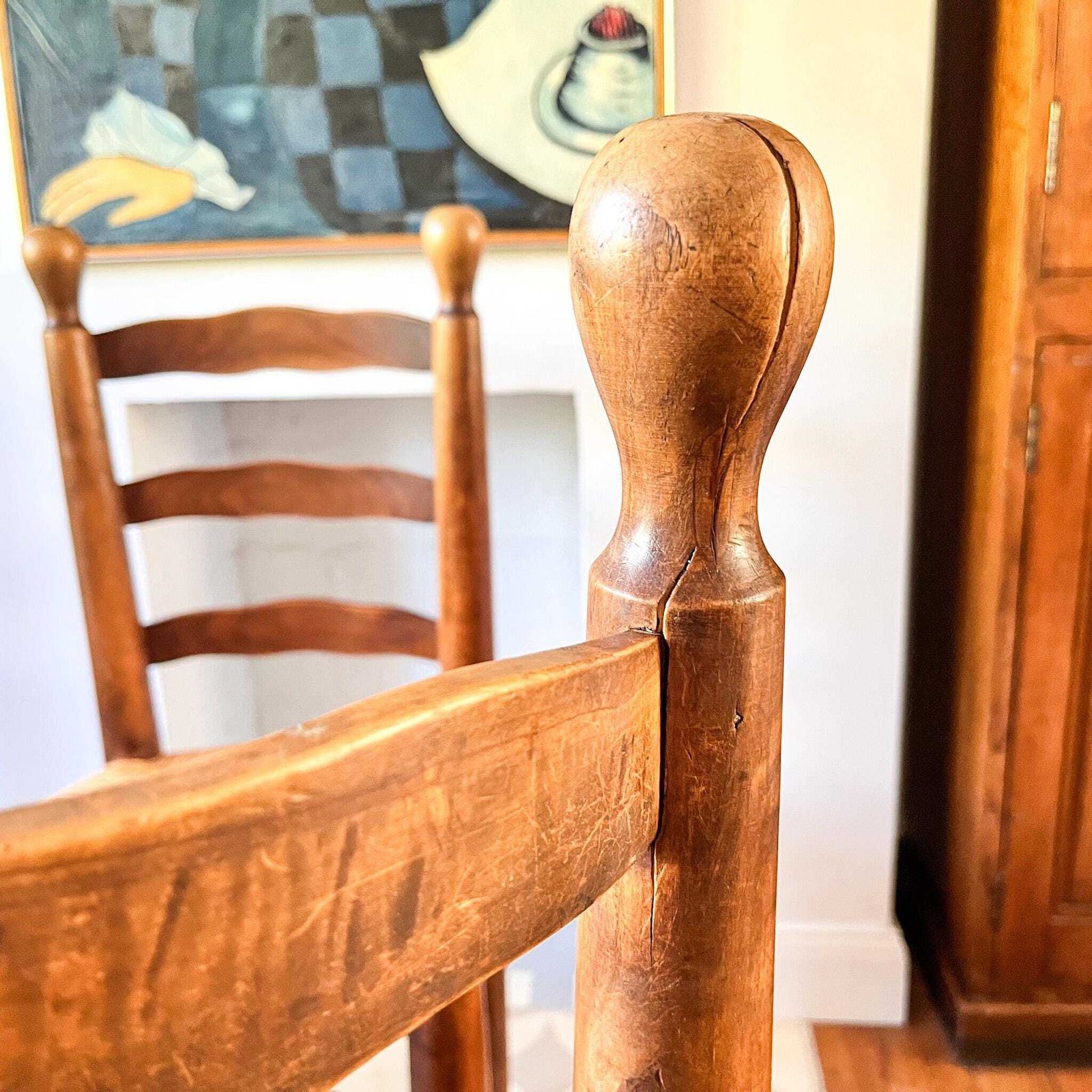 photo furniture Set Of Four French Charles Dudouyt Style Dining Chairs With Rush Seats