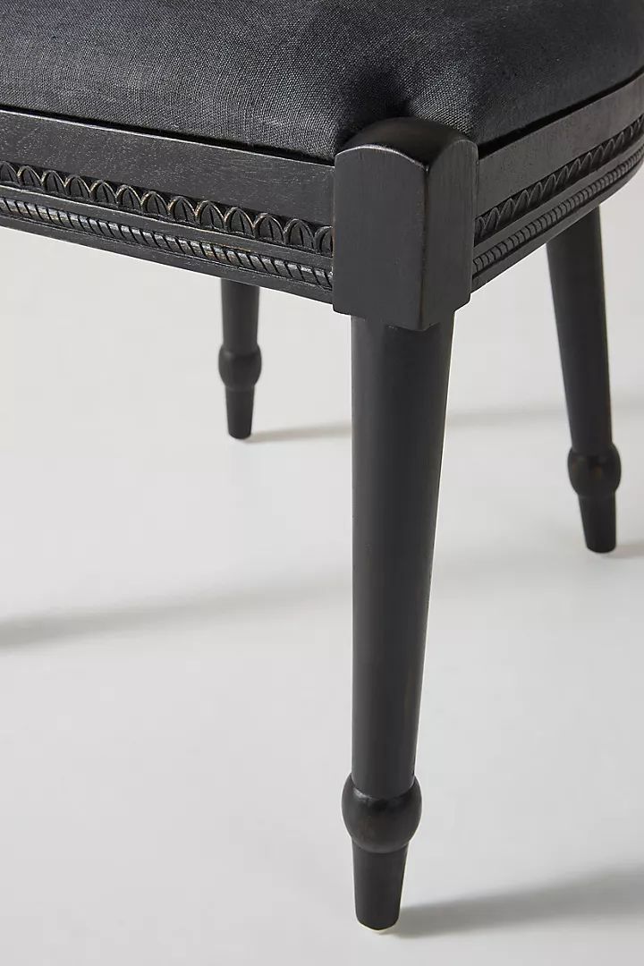 Hand Carved Black Wooden Chair With Double Peacock & Tree Design – Elegant Accent Seating photo for sale