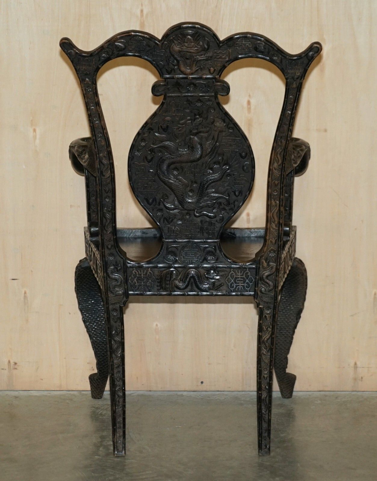 2750.0 Antique 1880 Heavily Carved Chinese Dragon Carver Armchair Must See Pictures photo