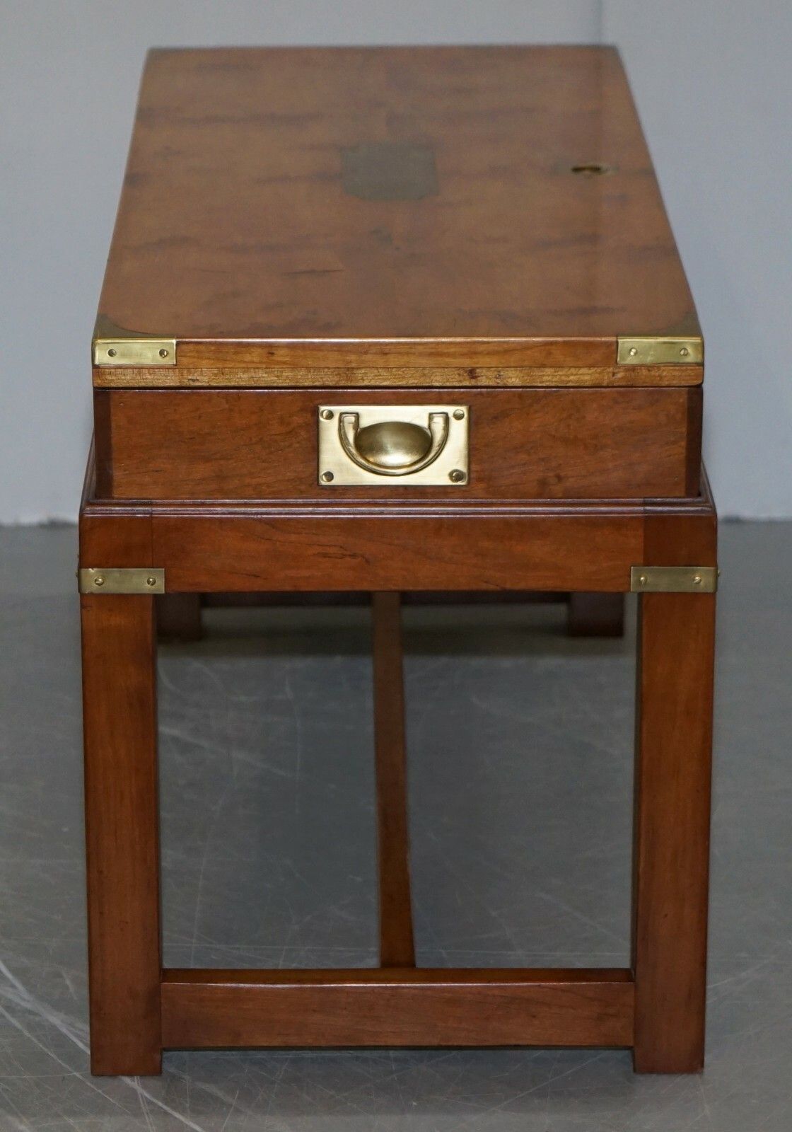 Rare Burr Yew Wood Military Campaign Gun Case Coffee Side Table On Original Base photo buy