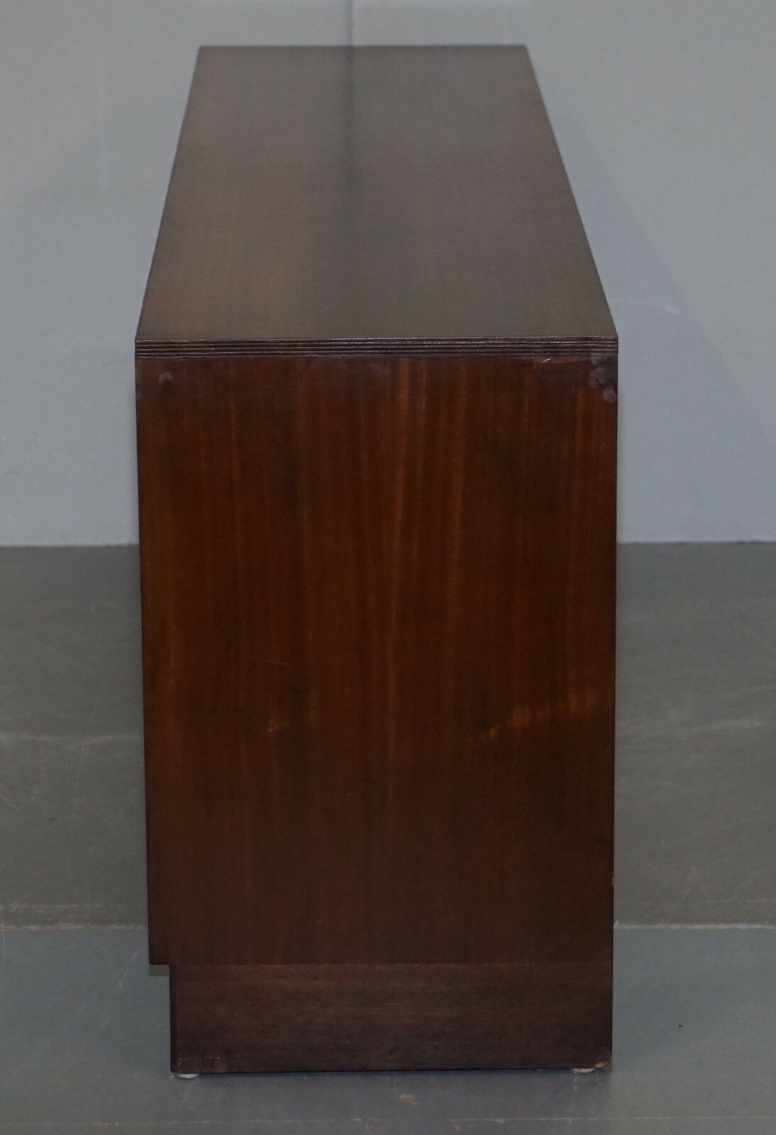 Furniture Lovely Harrods Flamed Mahogany & Green Leather Military Campaign Sideboard photo