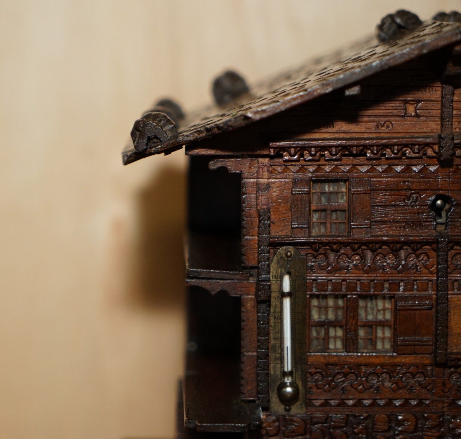 Stunning Original Antique Hand Carved Black Forest Wood Cigar Box Humidor House photo Home Decor