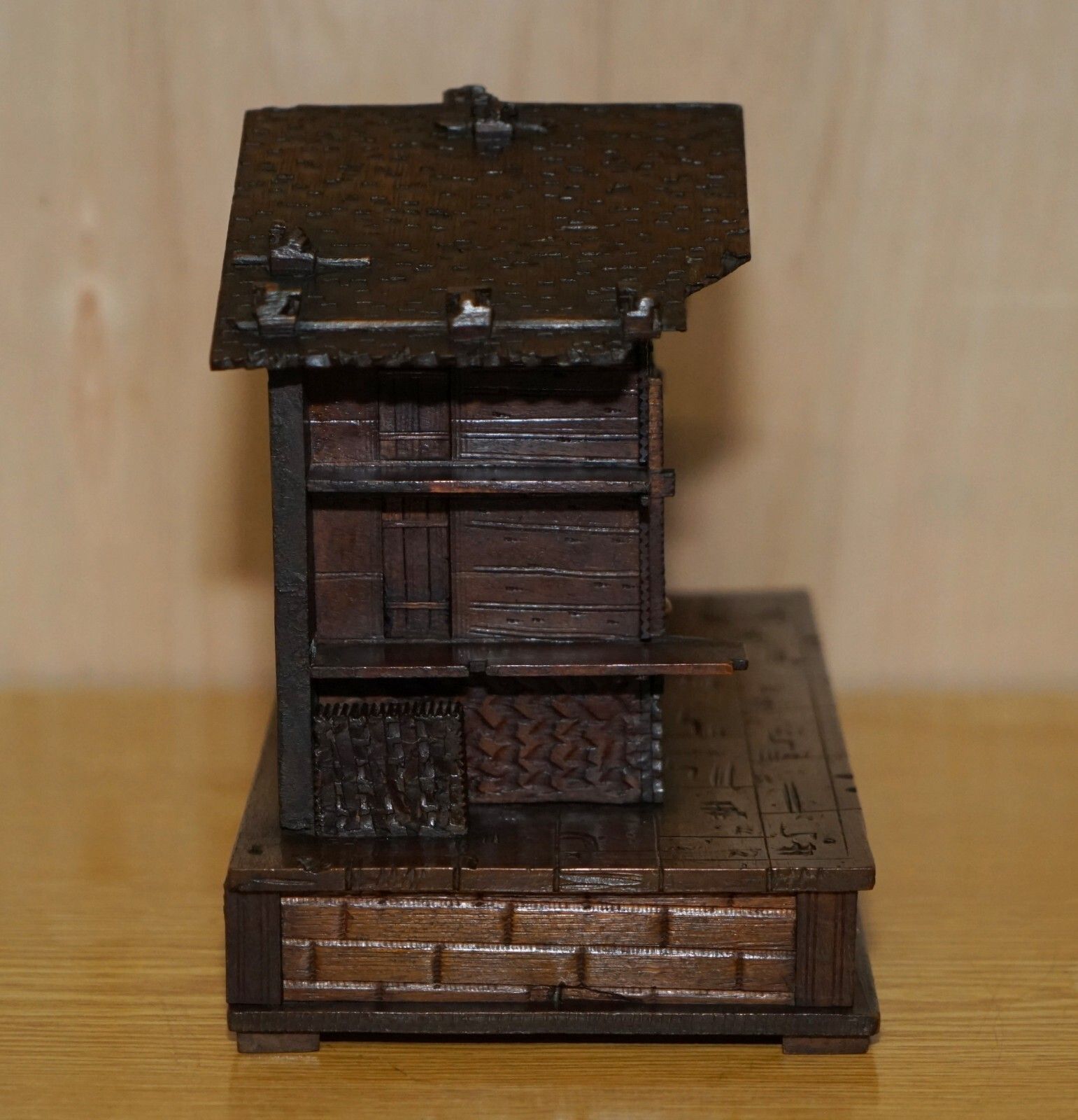 photo for sale Stunning Original Antique Hand Carved Black Forest Wood Cigar Box Humidor House