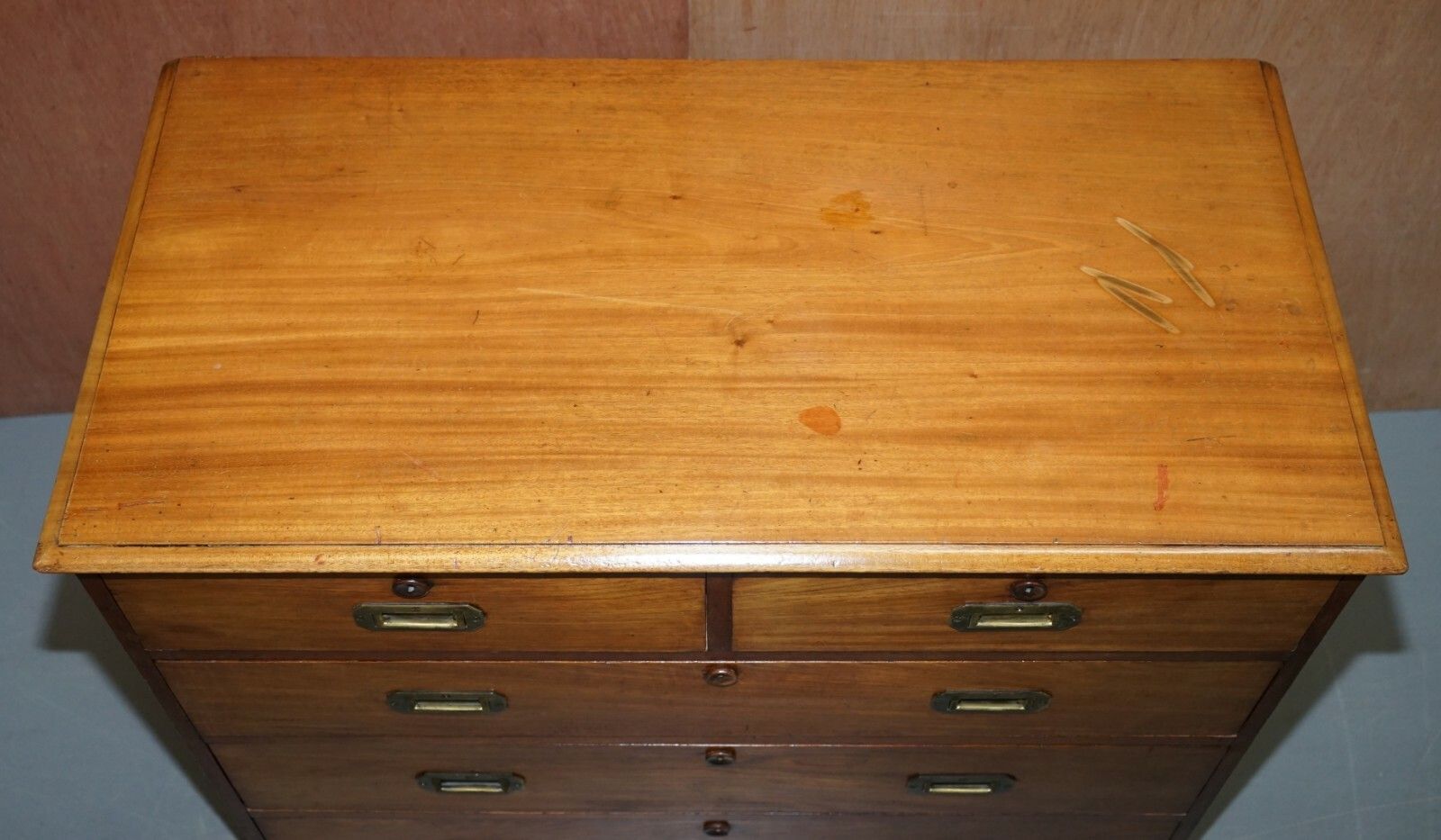 Lovely Antique Victorian Walnut Military Campaign Officers Chest Of Drawers photo Furniture