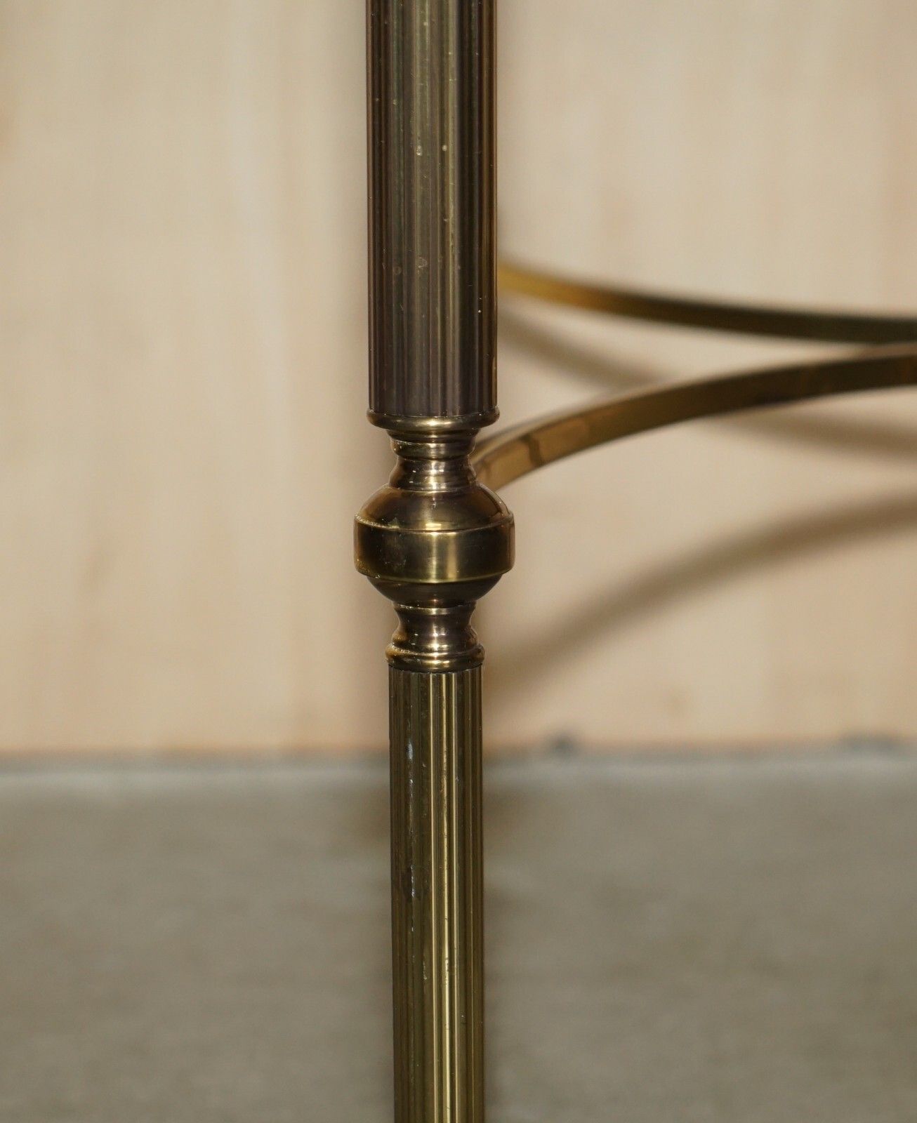 Pair Of Mid Century Maison Jansen Paris Circa 1950's Glass Brass Side End Tables photo 2500.0