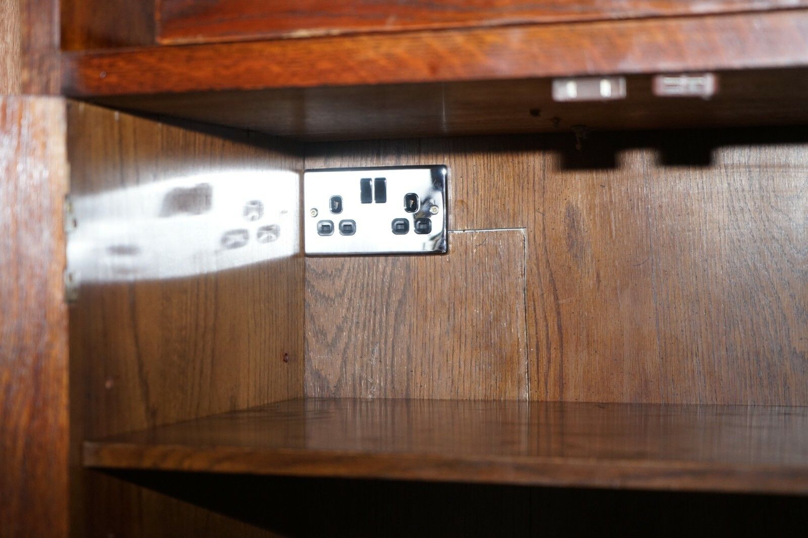 photo for sale Hendredon Military Campaign Media Cupboard Telvision Stand Spotlights & Power
