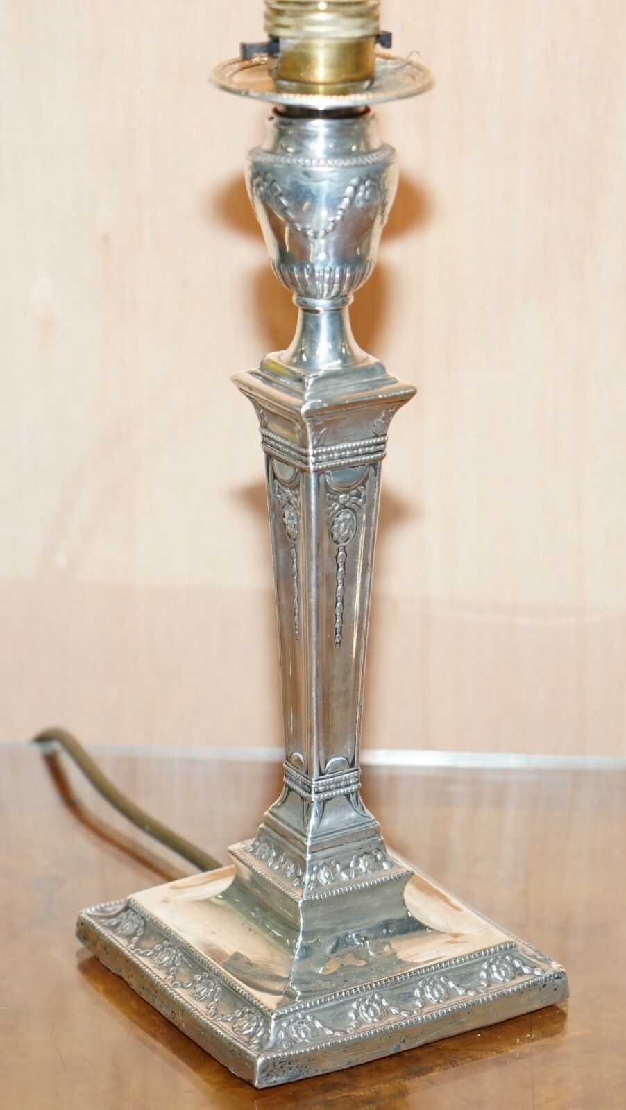 photo furniture Rare Pair Of 1879 James Bembridge Sterling Silver Corinthian Candlestick Lamps