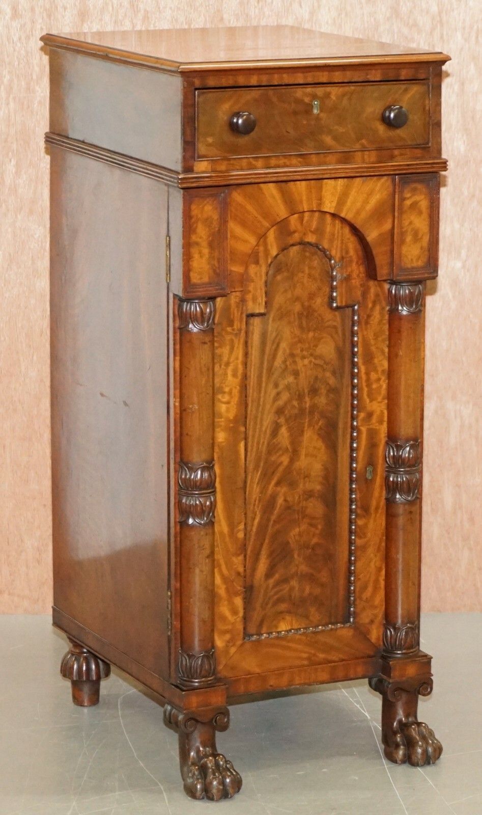 Rare Pair Of Huge William IV 1830 Flamed Mahogany Side Cabinets Campaign Drawers photo furniture