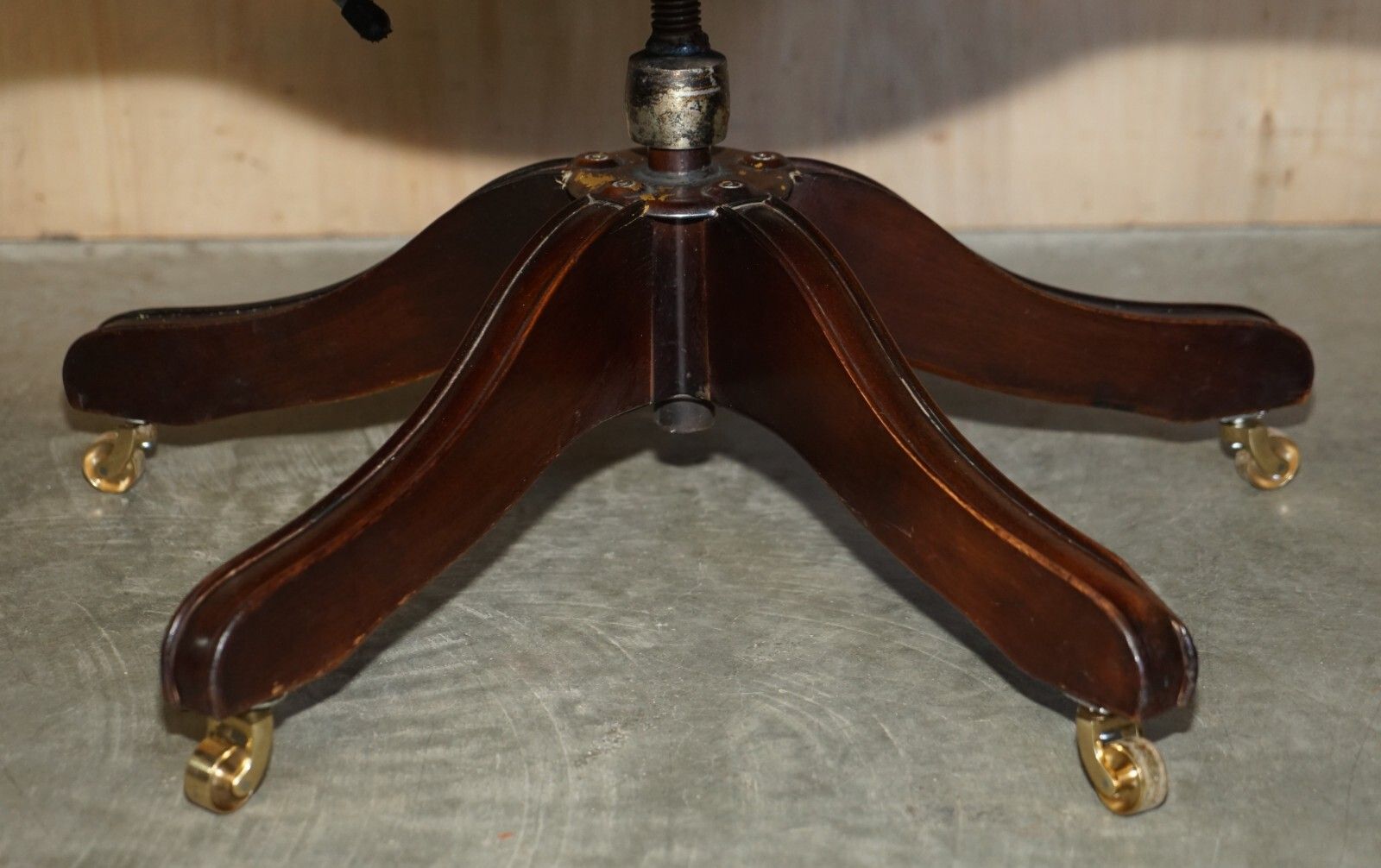 Popular Restored Chesterfield Vintage Brown Leather Directors Captains Chair photo vinterior