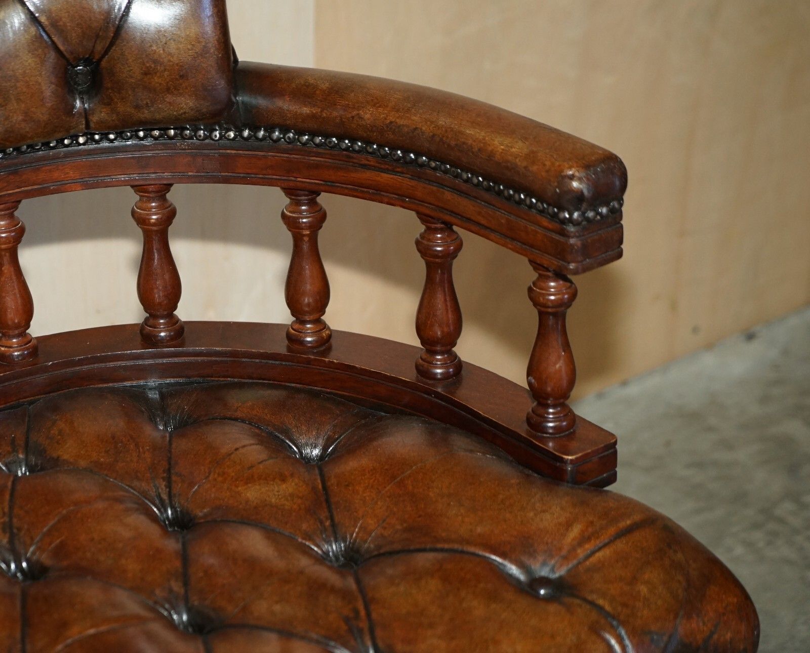 photo for sale Popular Restored Chesterfield Vintage Brown Leather Directors Captains Chair