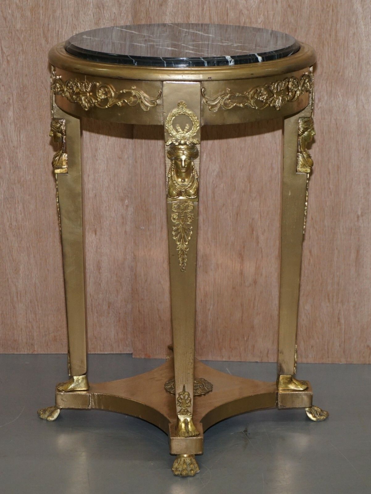 Pair Of French Empire Louis XVII Giltwood Marble Topped Jardiniere Bust Stands photo furniture