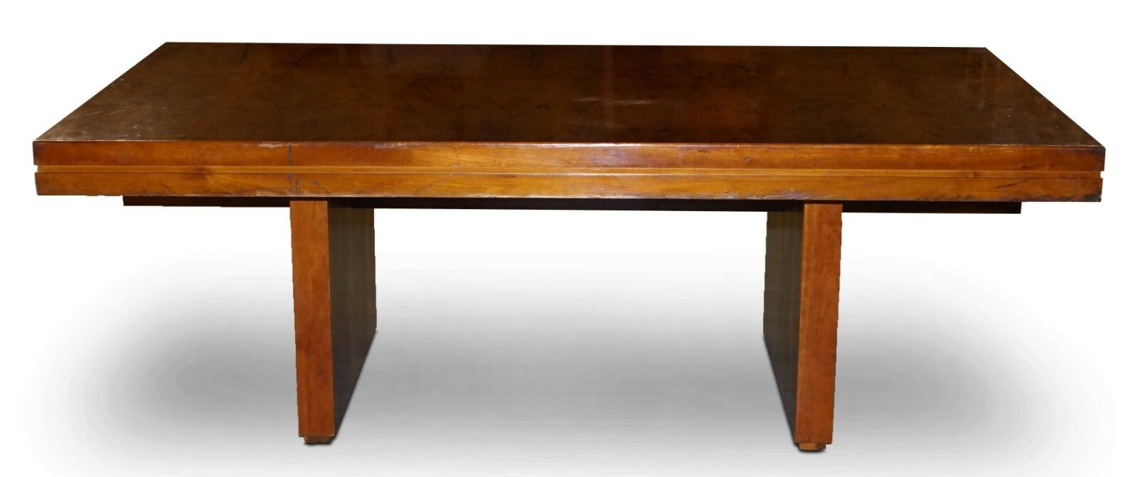 Very Large Burr Yew Wood Contempory Designer Office Desk Lovely Timber Patina photo vinterior