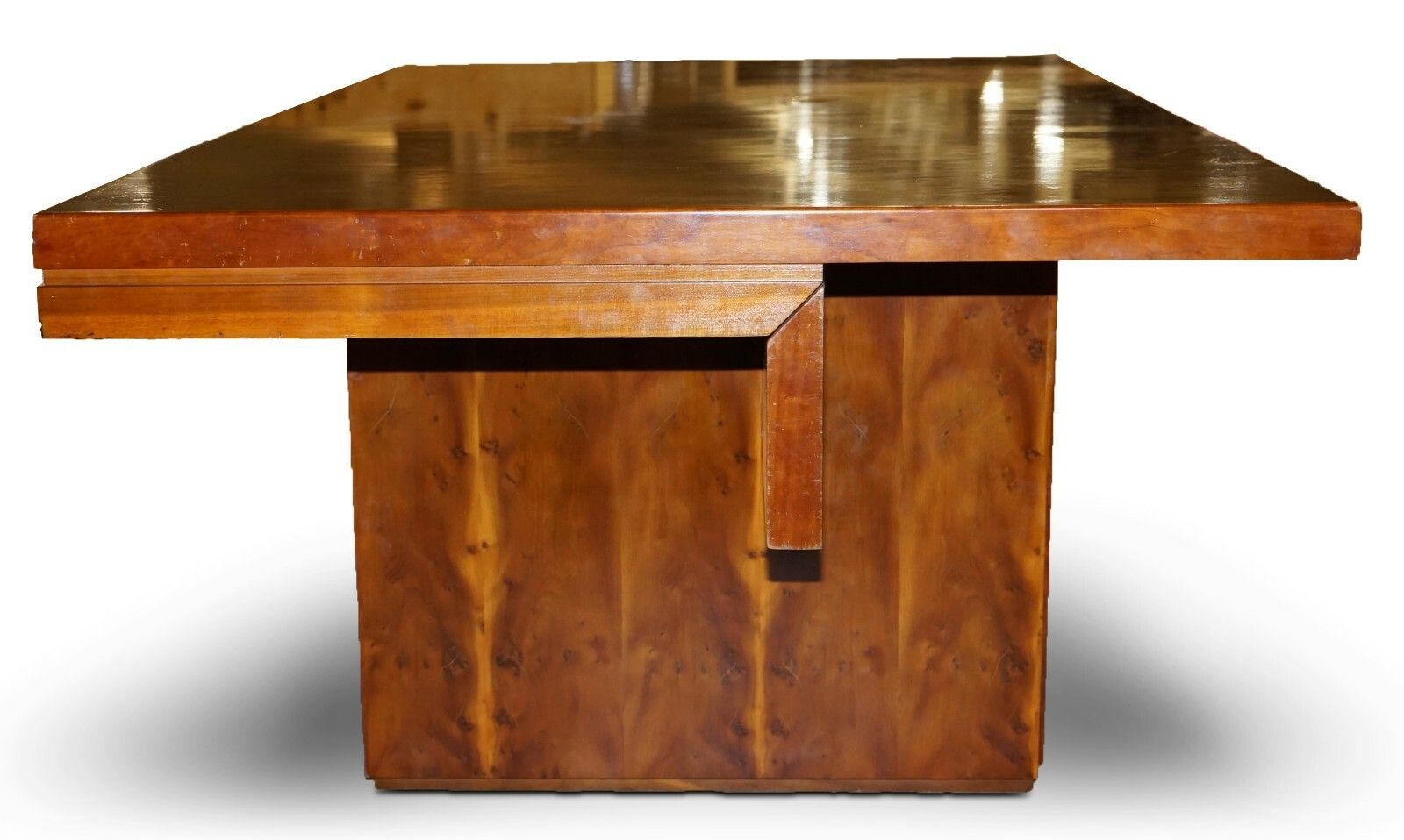 Very Large Burr Yew Wood Contempory Designer Office Desk Lovely Timber Patina photo buy