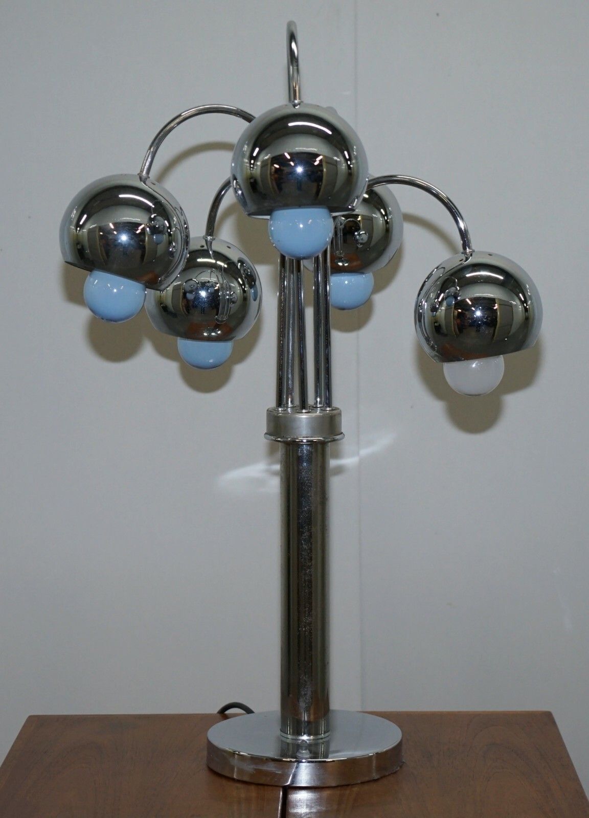 Large Pair Of Original American Atomic Circa 1940's Polished Chrome Table Lamps photo 2500.0
