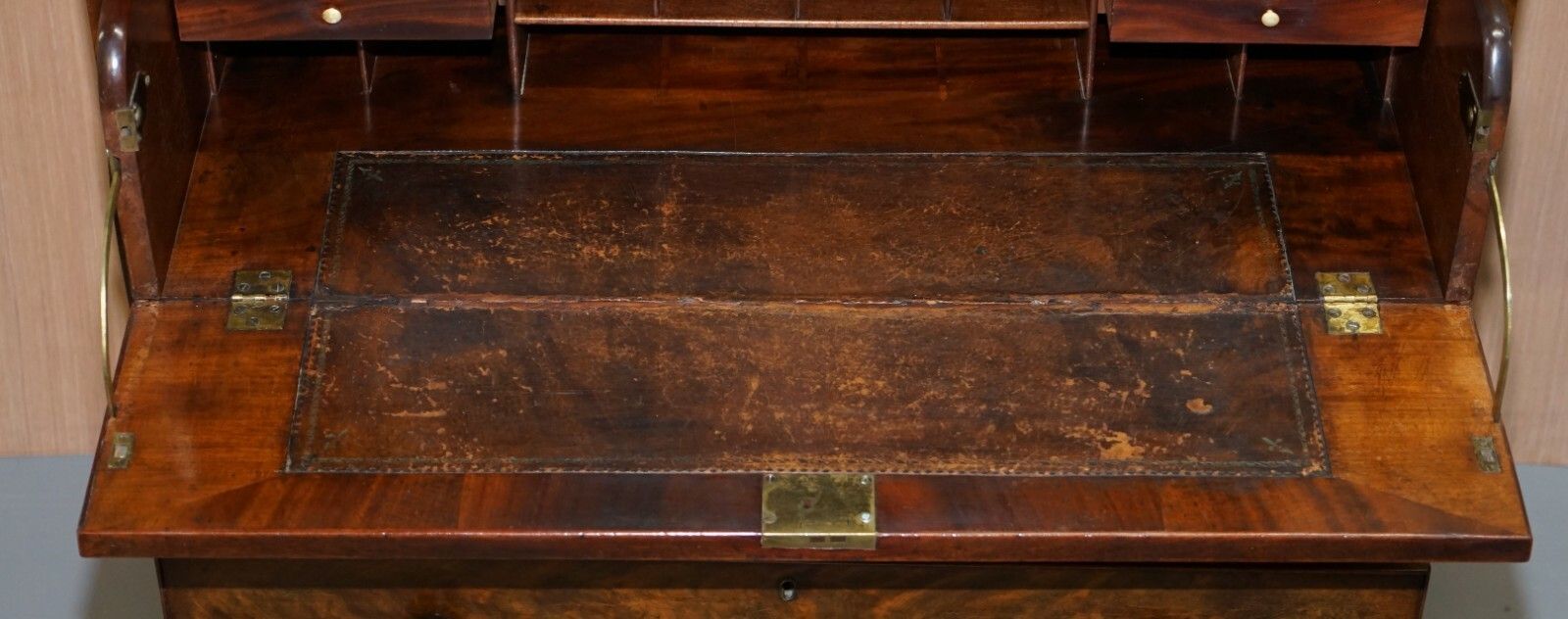 photo for sale Rare Victorian Flamed Mahogany Library Bookcase Secretaire Desk Chest Of Drawers