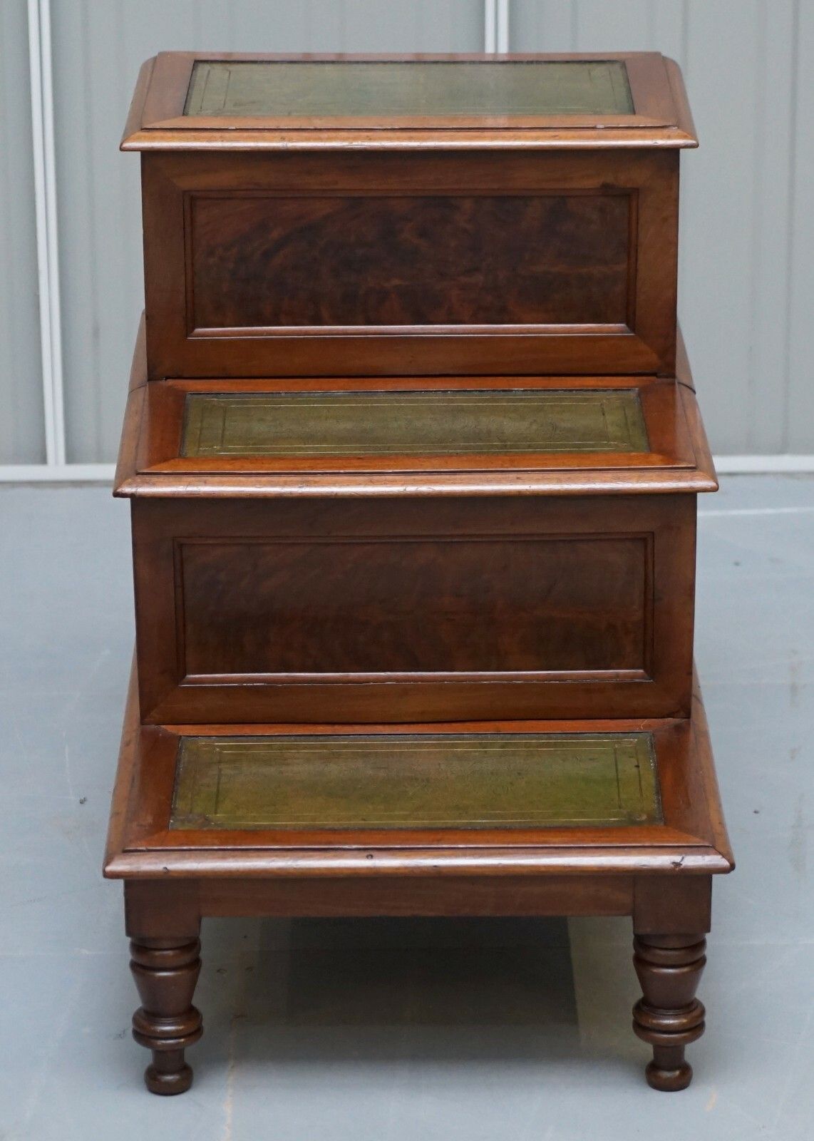 Antique Regency 1810 Mahogany & Leather Library Steps Internal Storage & Drawers photo furniture
