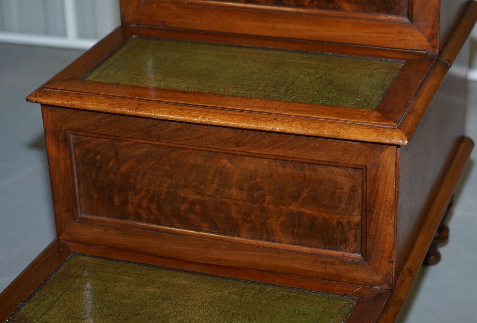 Antique Regency 1810 Mahogany & Leather Library Steps Internal Storage & Drawers photo buy