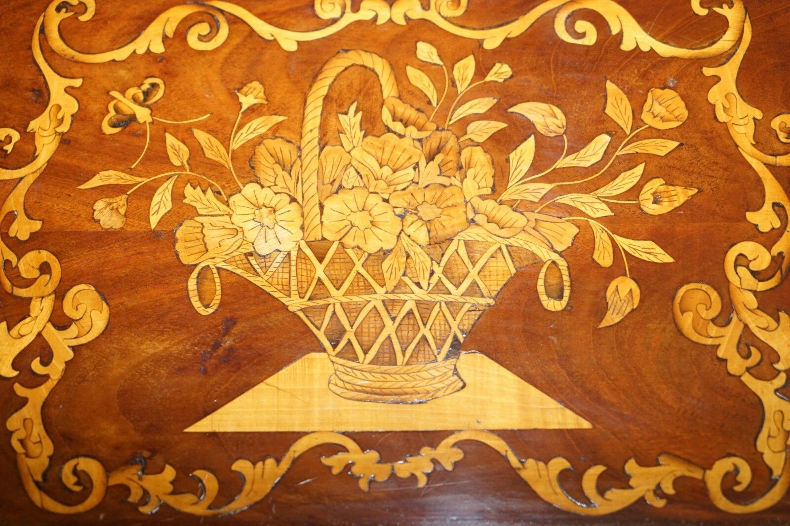 Lovely 19th Century Dutch Marquetry Inlaid Side Table With Tambour Fronted Door photo 2500.0