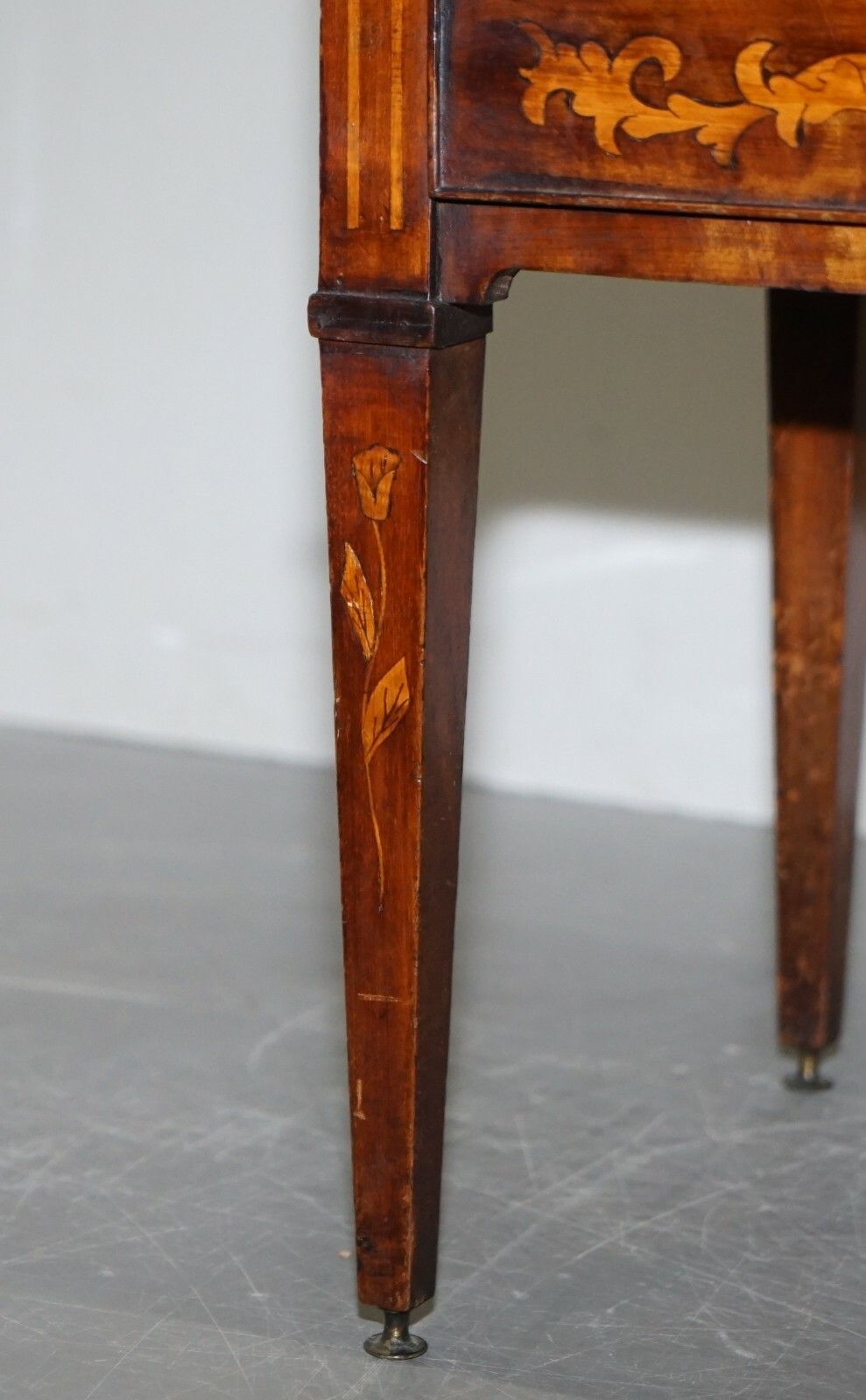 Lovely 19th Century Dutch Marquetry Inlaid Side Table With Tambour Fronted Door photo vintage