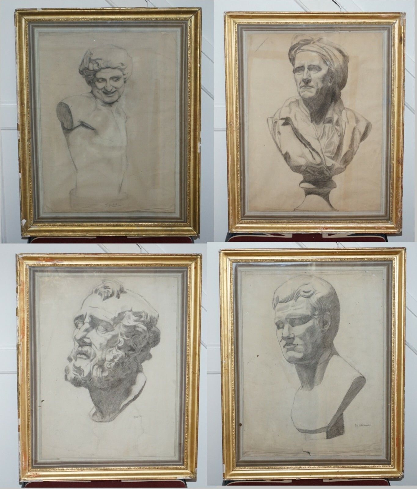 Four Rare Italian School 19th Century Old Master Sketches Drawings By F Mazzoli