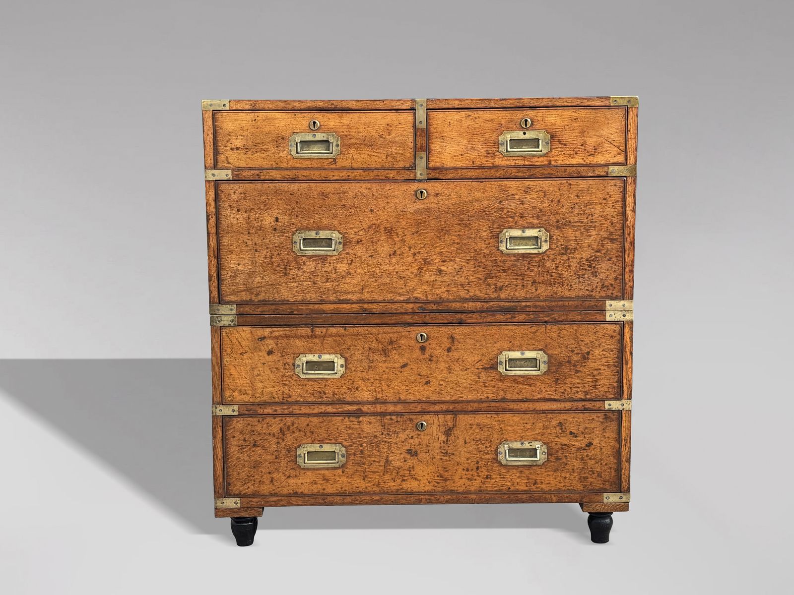 photo buy 19th Century Oak Military Campaign Chest Of Drawers, C1840