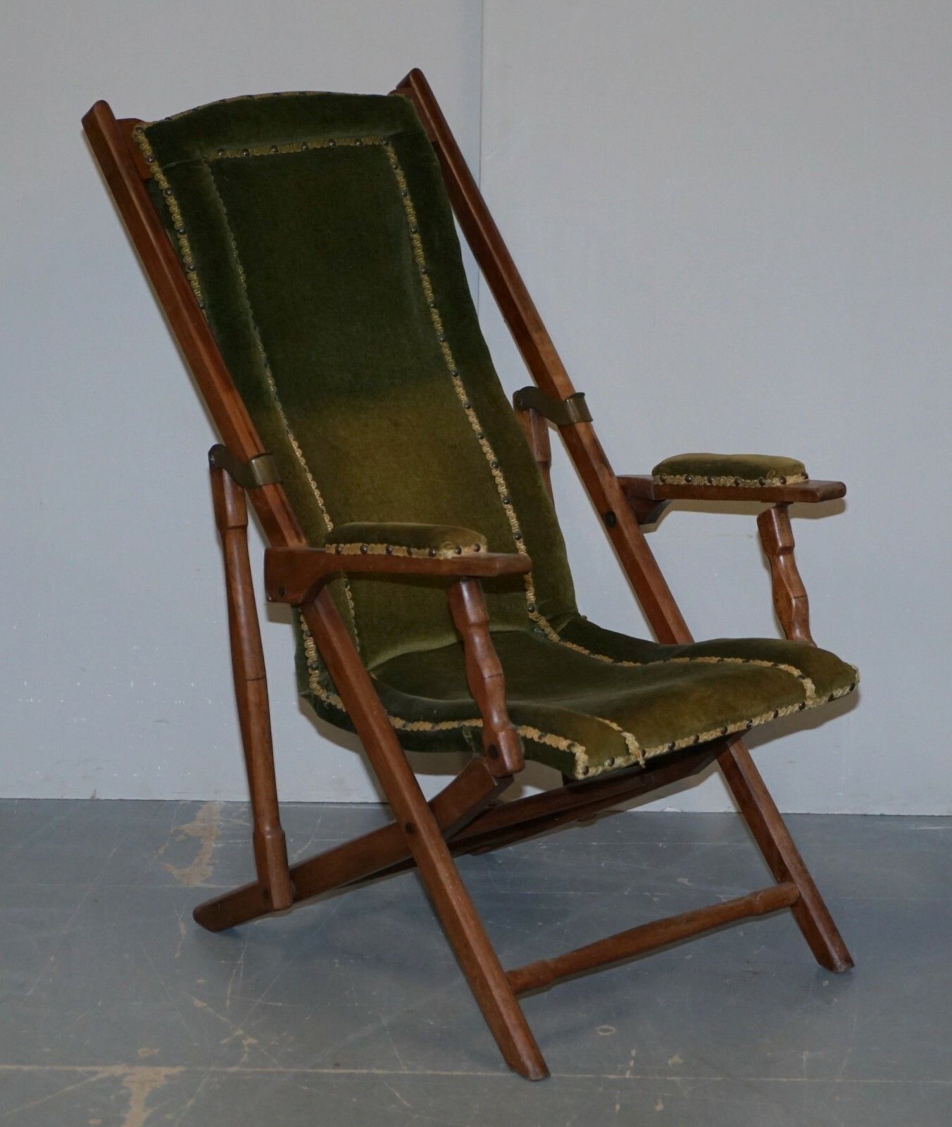 Stunning Pair Of Victorian Military Campaign Folding Chairs Steamer Liner Pieces photo furniture