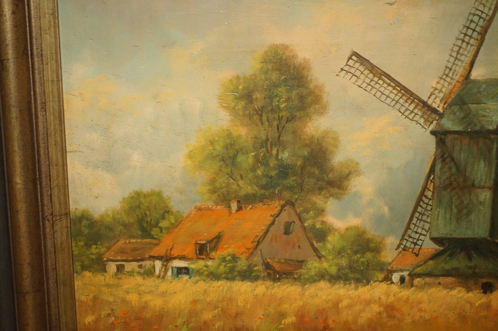 Art Massive Antique Flemish Oil Painting Signed Jihuitog Circa 1880 Rural Scene photo