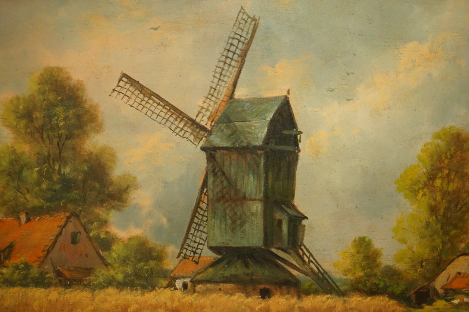 2350.0 Massive Antique Flemish Oil Painting Signed Jihuitog Circa 1880 Rural Scene photo