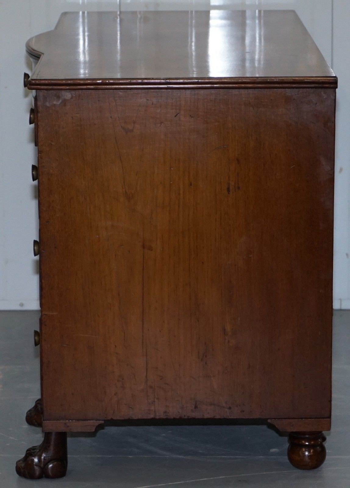 Exquisite Regency Period 1815 Mahogany Kneehole Desk With Lion Hairy Paw Feet photo vintage
