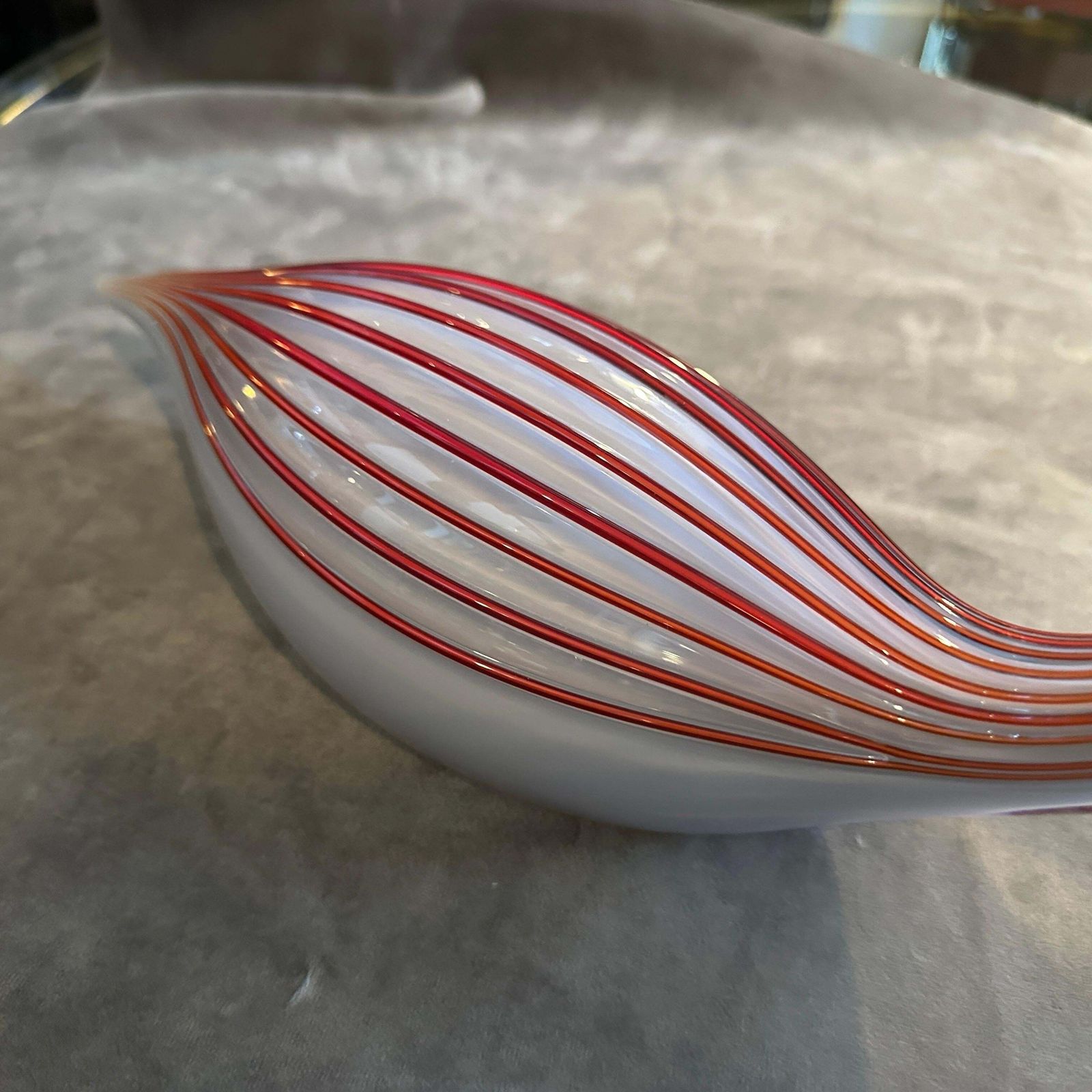 photo for sale 1970s Modern Gray And Red Murano Glass Sculpture Of A Duck By Seguso