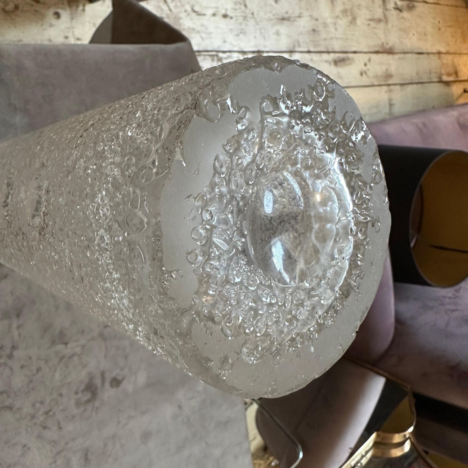 1980s Brutalist Clear Glass Cylinder Vase By Jan Gabrhel photo Home Decor
