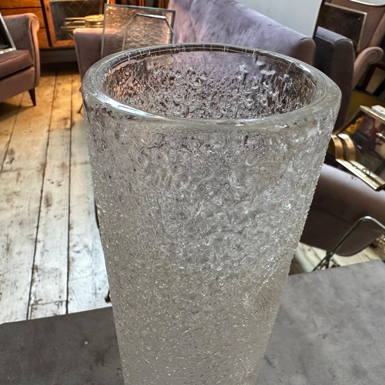 Home Decor 1980s Brutalist Clear Glass Cylinder Vase By Jan Gabrhel photo