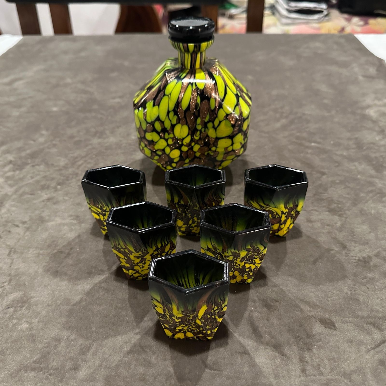 1940s Art Deco Aventurine Murano Glass Rosolio Set photo furniture