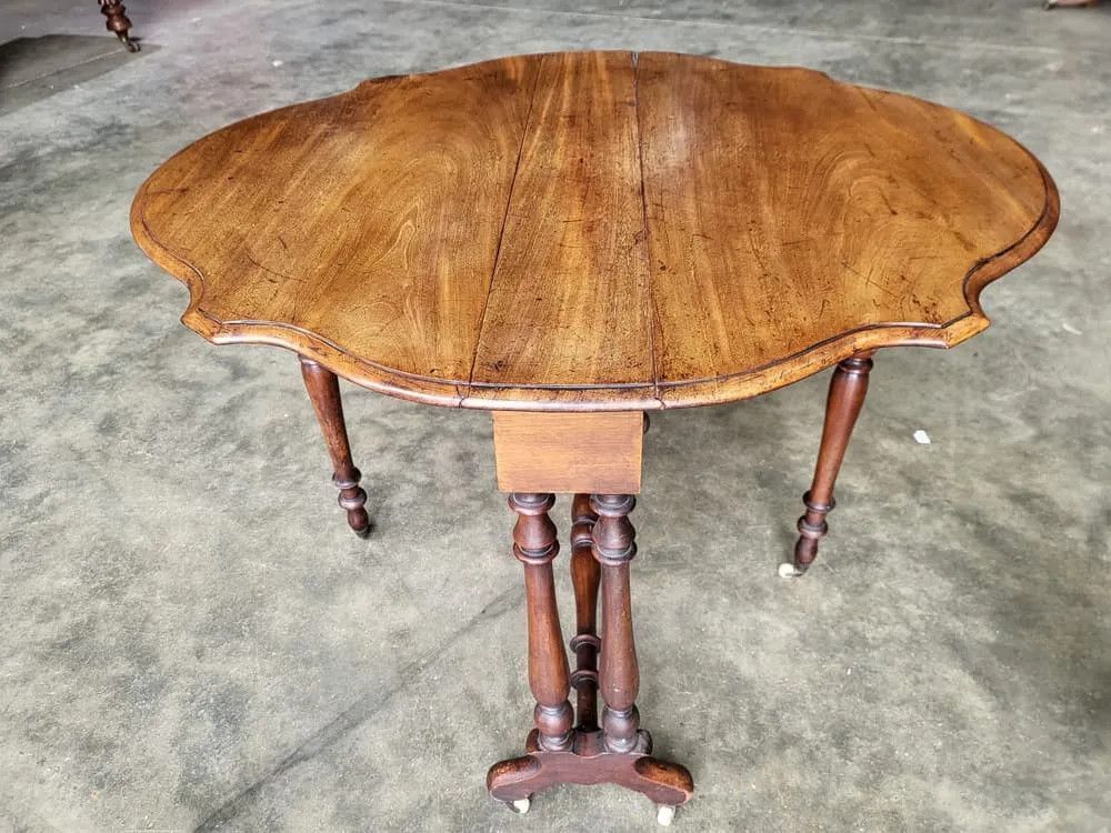 Antique Gate Leg Drop Leaf Sutherland Dining Occasional Table Seat 4 photo vinterior