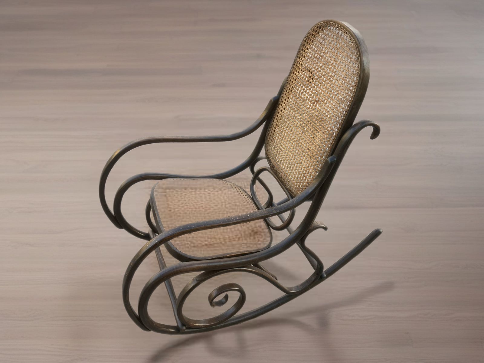 Vintage Bentwood Rattan Rocking Chair   Circa 1900 photo furniture
