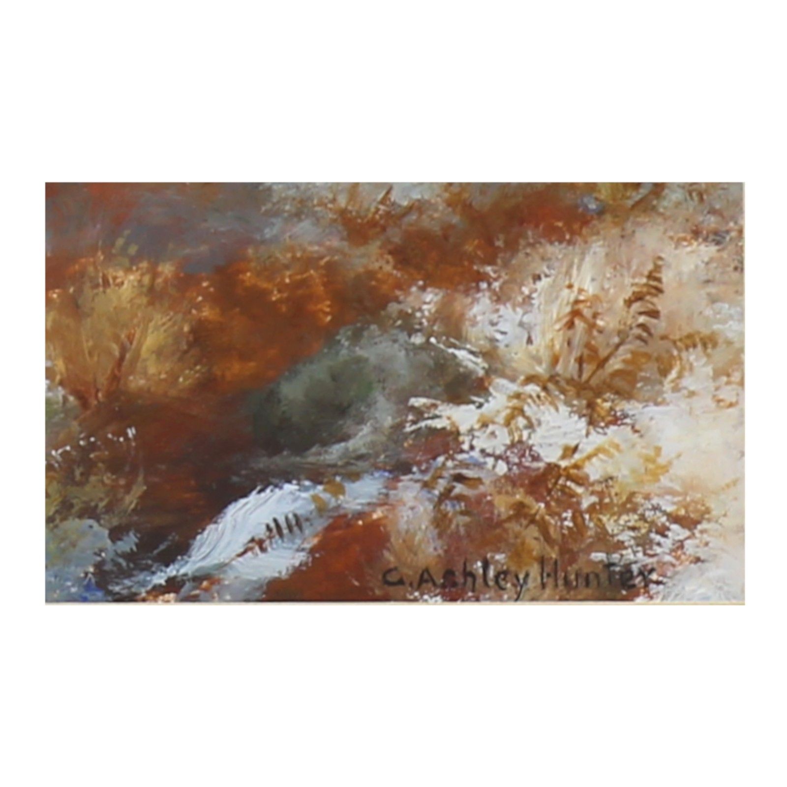 Oil On Board Behind Glass By Gordon Ashley Hunter. Titled Melting Snows. photo for sale