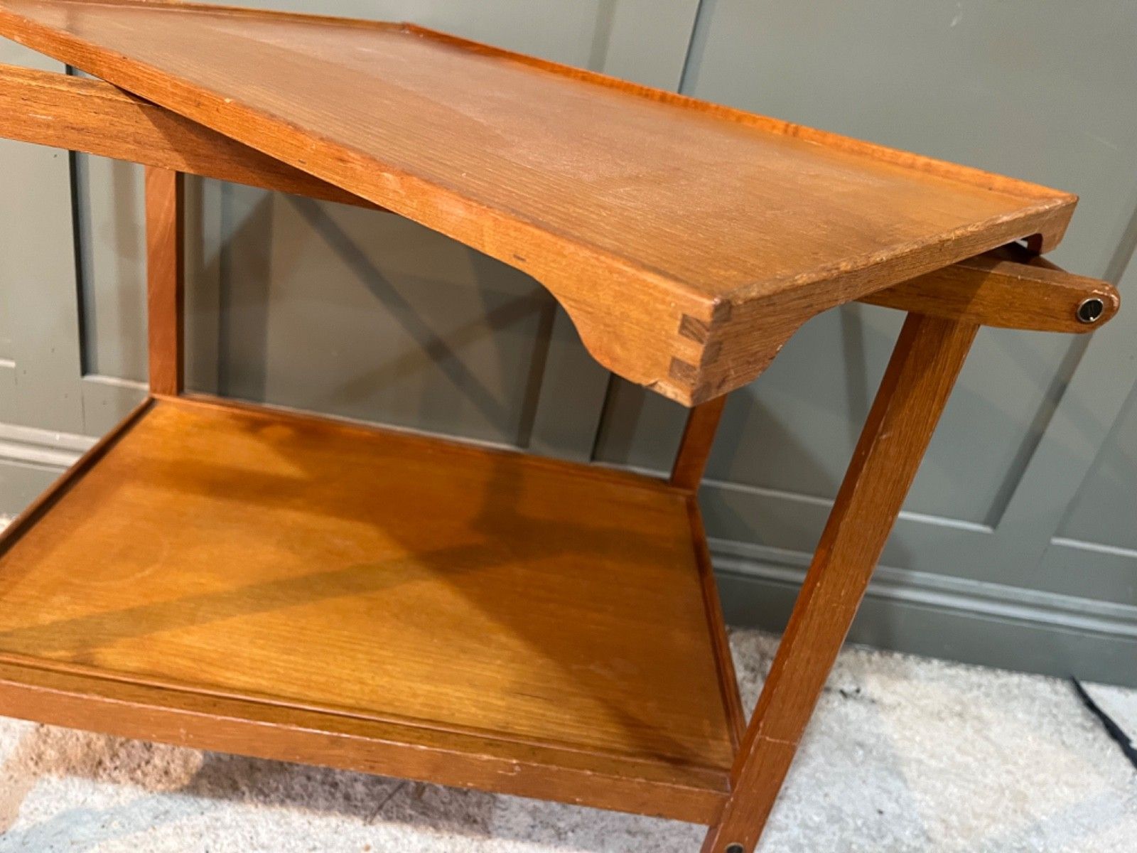photo furniture Vintage Teak Drinks Trolley Circa 1960’s Removable Trays Made By Staples