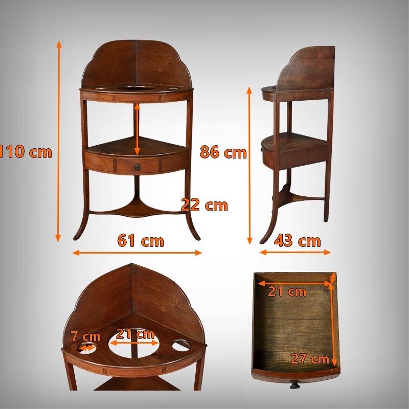 photo vintage Small Mahogany Corner Vanity Unit – Early 20th Century