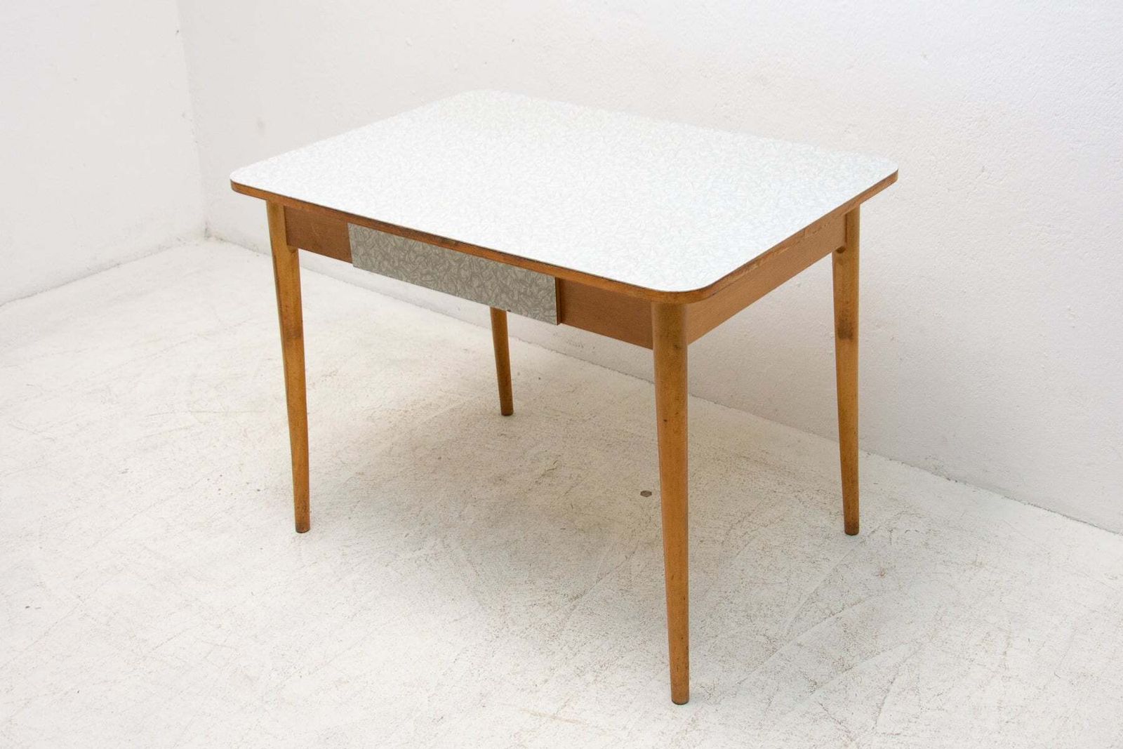 Midcentury Formica And Wood Central Table, Czechoslovakia, 1960s photo vinterior
