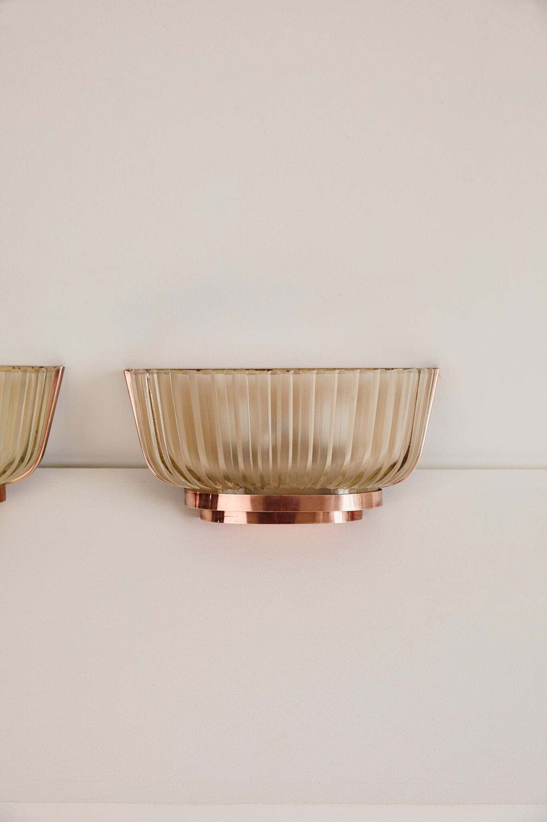 Pair Of Art Deco Brass And Glass Wall Lights By Seguso photo furniture