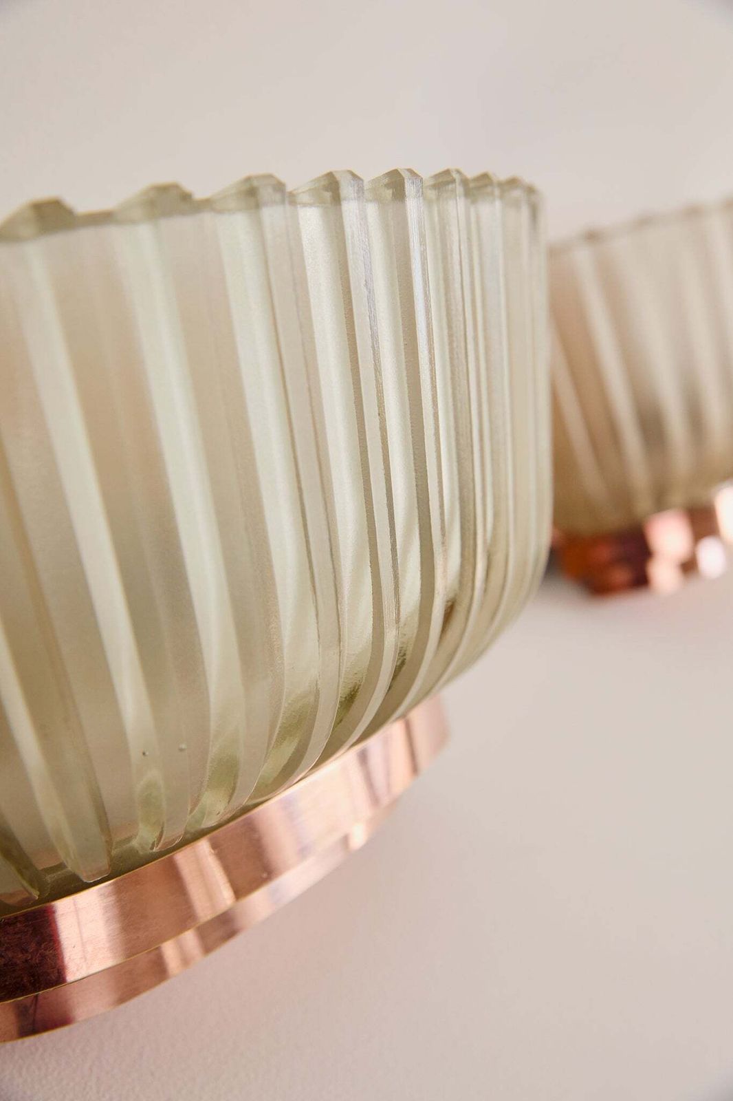 Pair Of Art Deco Brass And Glass Wall Lights By Seguso photo vinterior