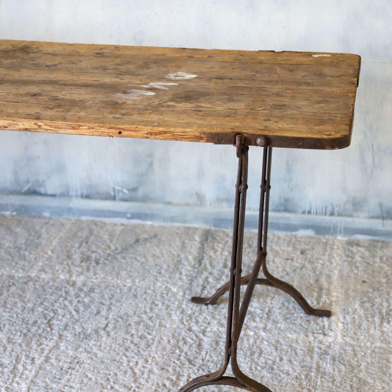 Early 20th Century Pine And Iron Trestle Work Table   England, Circa 1900 photo Furniture