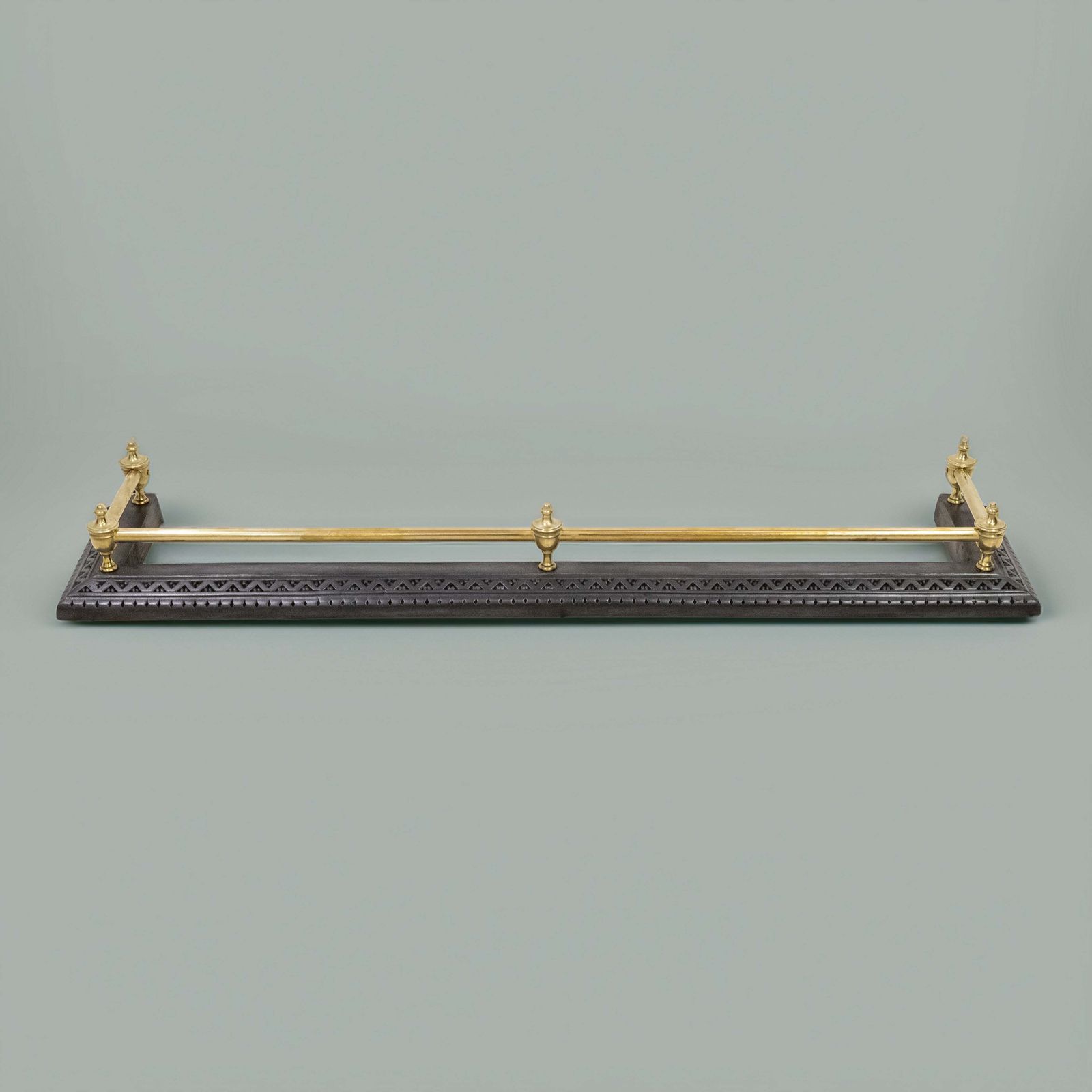 Antique Fireplace Fender With Finials