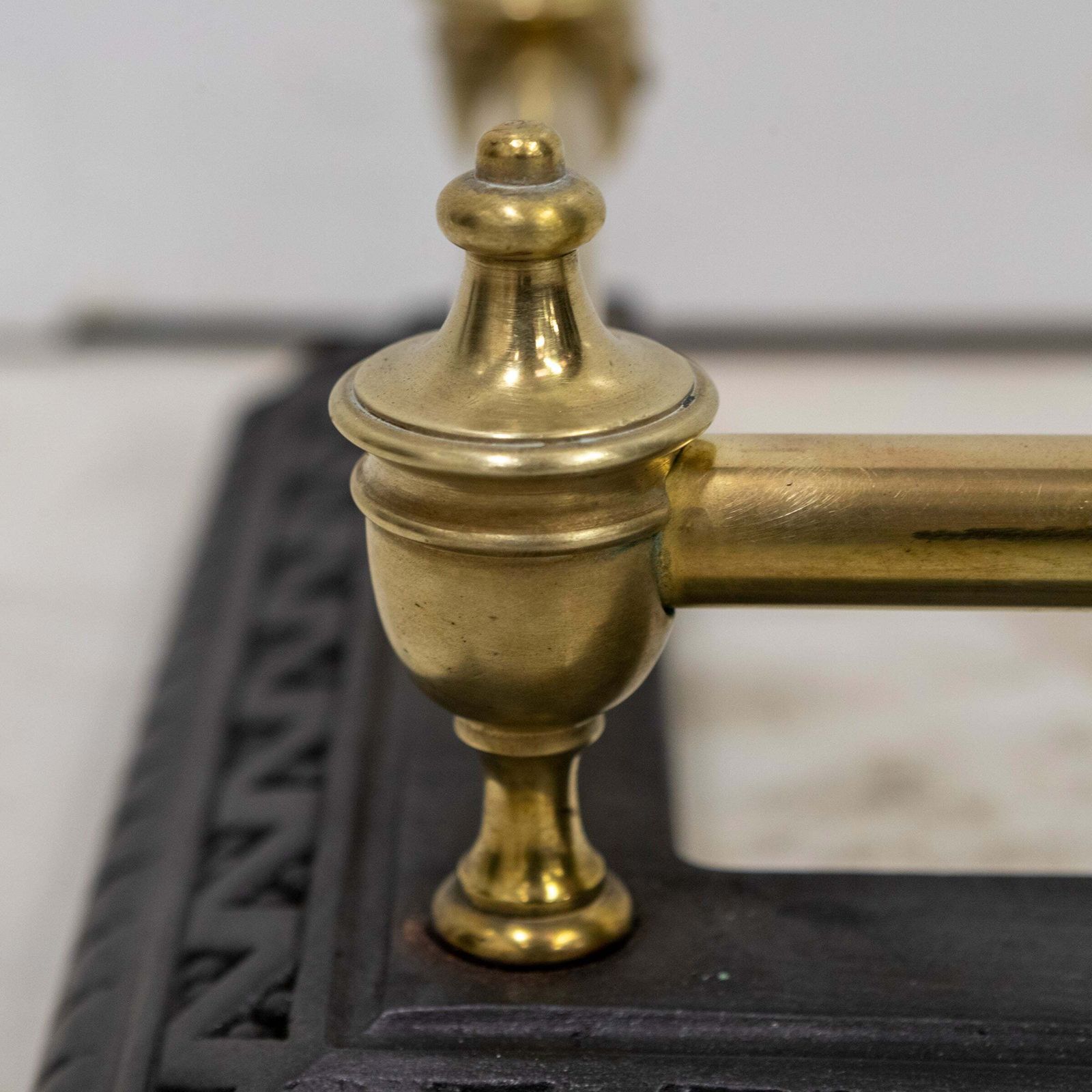 Antique Fireplace Fender With Finials photo Home Fixtures