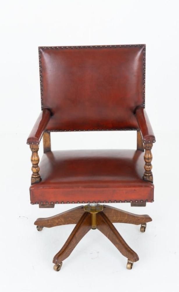 Arts And Crafts Desk Chair Swivel Office Seat Oak photo buy