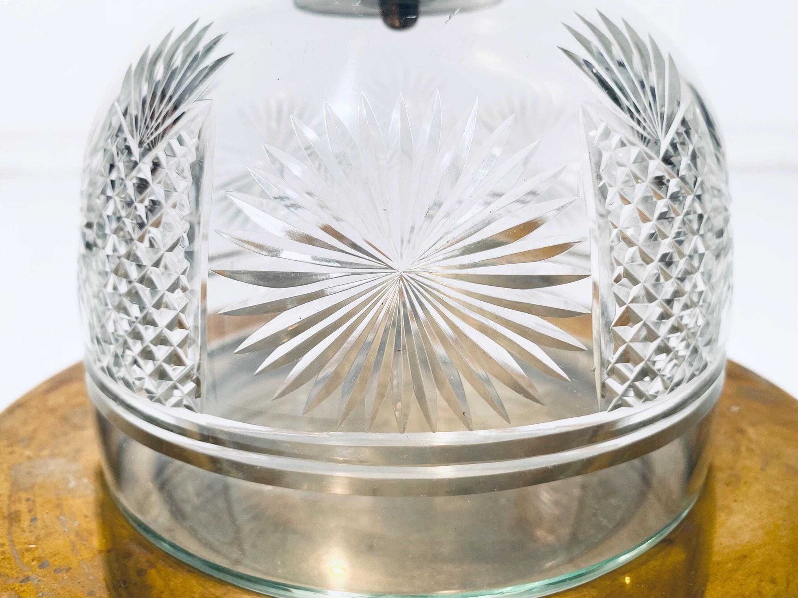 Vintage Brass Cheese Bell With Crystal Glass Lid Serving Dome / 1960s Vintage Decor photo Home Decor