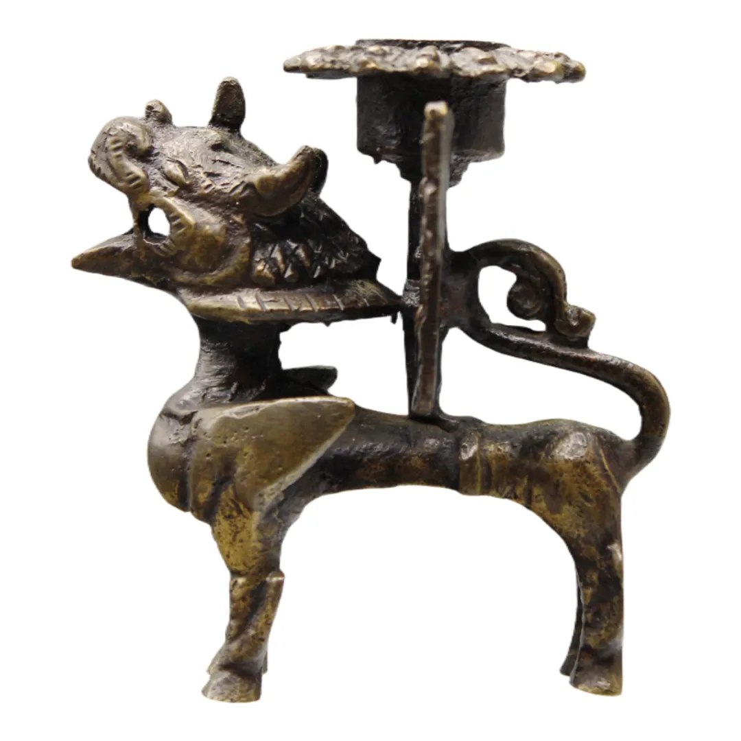 Antique Brass Dog Of Fo Candlesticks, 1920s, Set Of 2 photo furniture