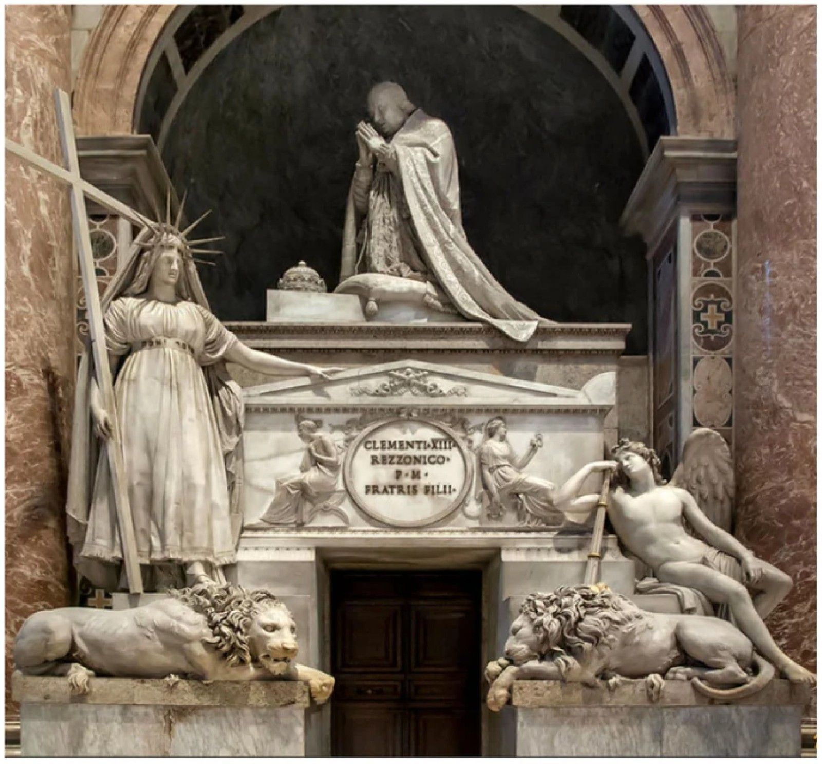Pair Of Antique 19th Century Italian Antonio Canova Tomb Of Pope Clement Lions photo furniture