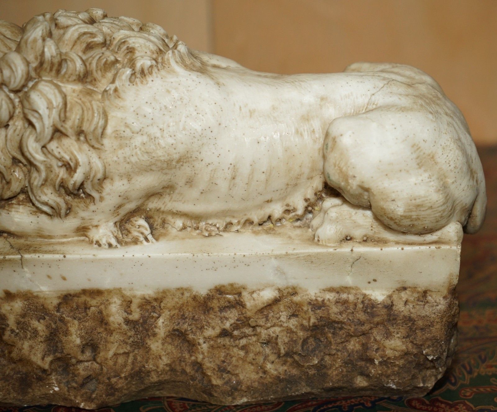 photo vinterior Pair Of Antique 19th Century Italian Antonio Canova Tomb Of Pope Clement Lions