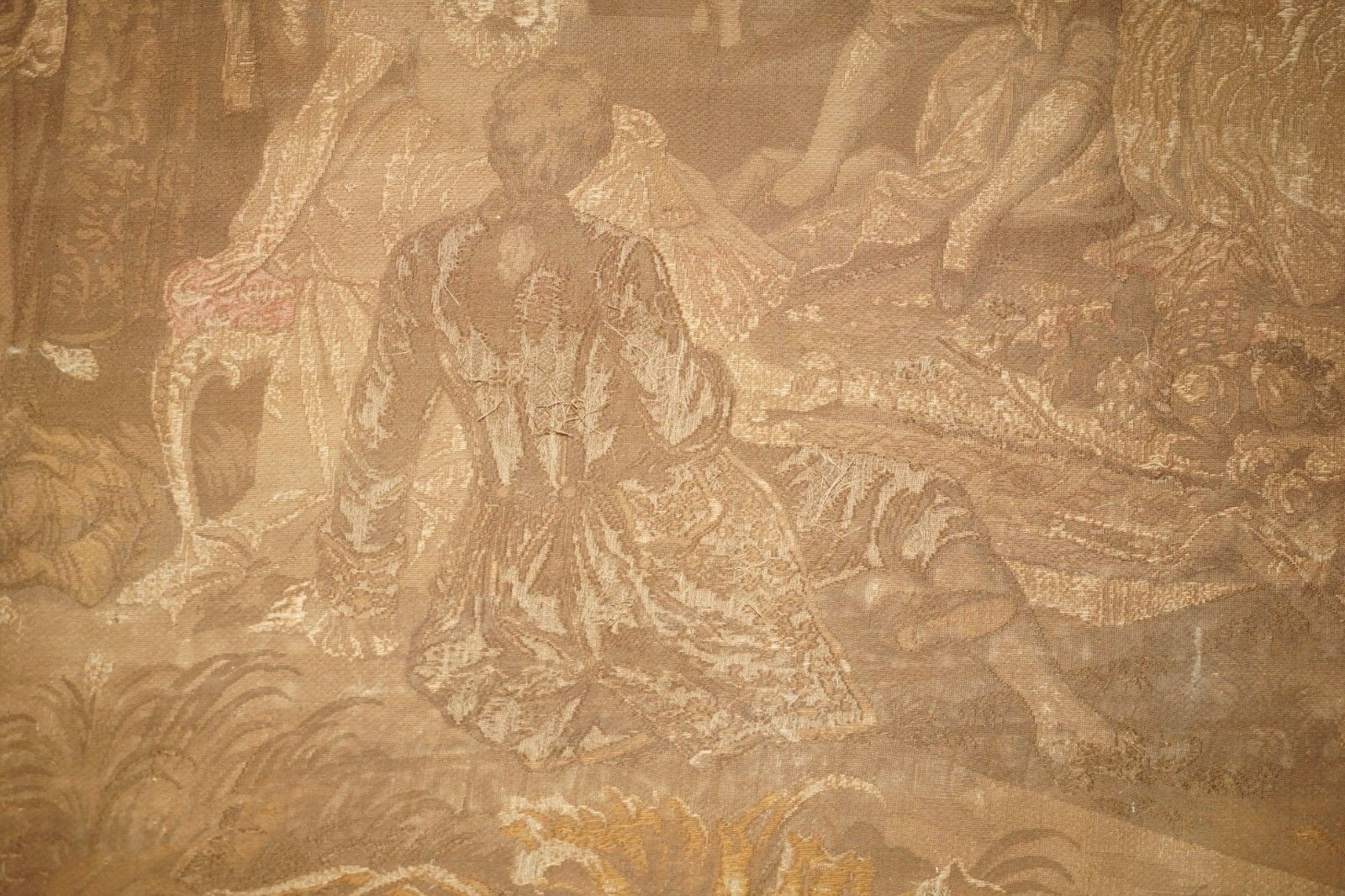 photo vinterior Antique Cir 1880 Tapestry Depicting Watteau Esque Figures After Antoine Watteau